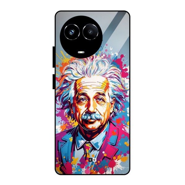 Einstein illustration Glass Back Case for Realme 11X