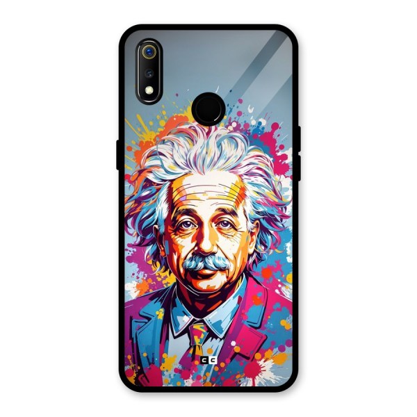 Einstein illustration Glass Back Case for Realme 3i