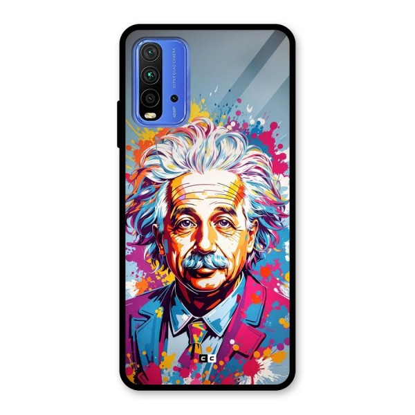 Einstein illustration Glass Back Case for Redmi 9 Power