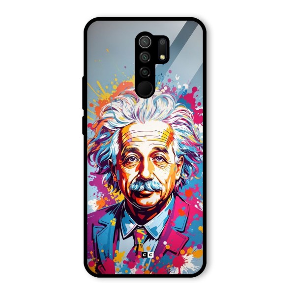 Einstein illustration Glass Back Case for Redmi 9 Prime