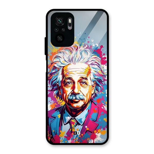 Einstein illustration Glass Back Case for Redmi Note 10