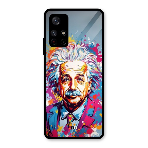 Einstein illustration Glass Back Case for Redmi Note 11T 5G