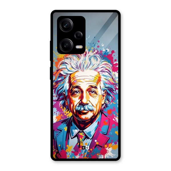 Einstein illustration Glass Back Case for Redmi Note 12 Pro