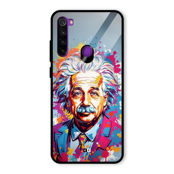 Einstein illustration Glass Back Case for Redmi Note 8