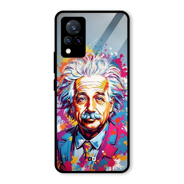 Einstein illustration Glass Back Case for Vivo V21 5G