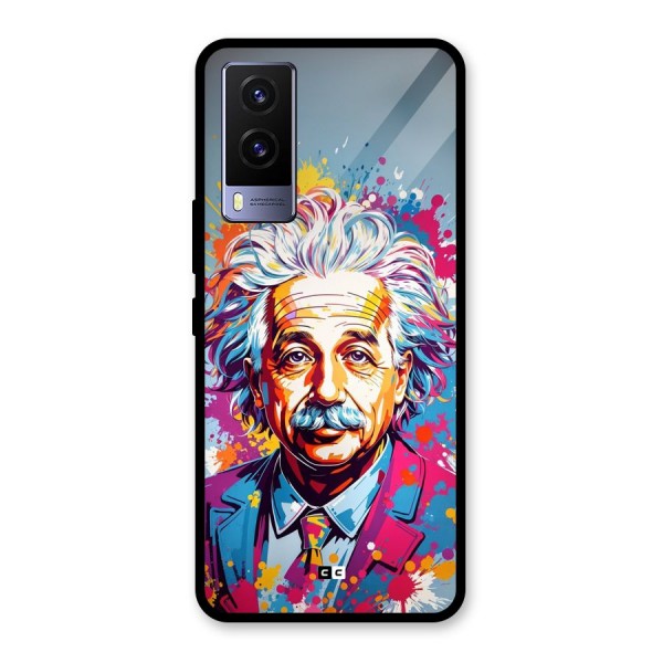 Einstein illustration Glass Back Case for Vivo V21e 5G