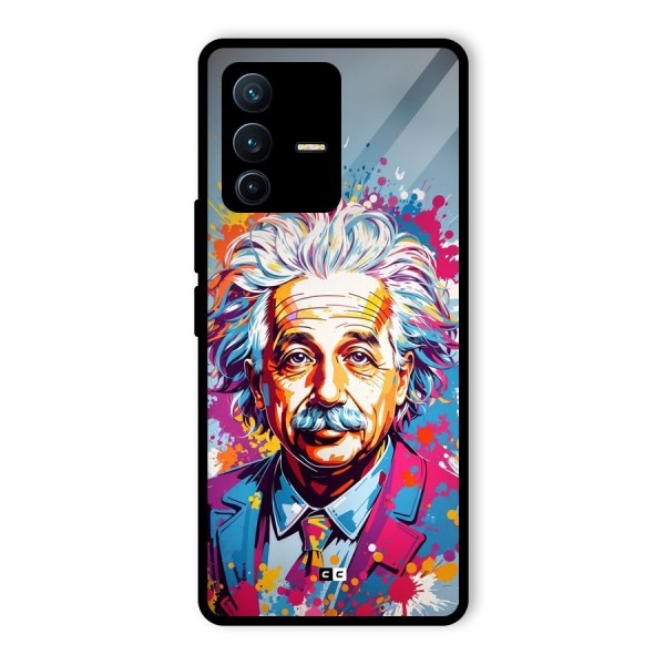 Einstein illustration Glass Back Case for Vivo V23 Pro