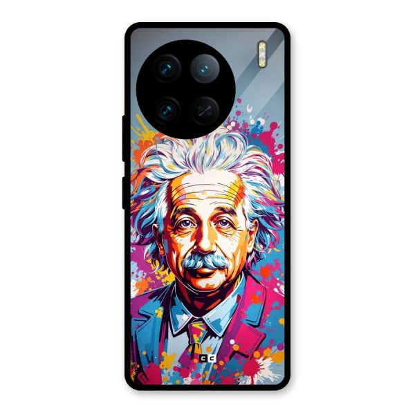 Einstein illustration Glass Back Case for Vivo X90 Pro