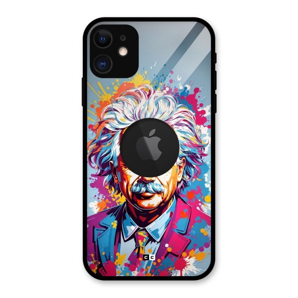 Einstein illustration Glass Back Case for iPhone 11 Logo Cut