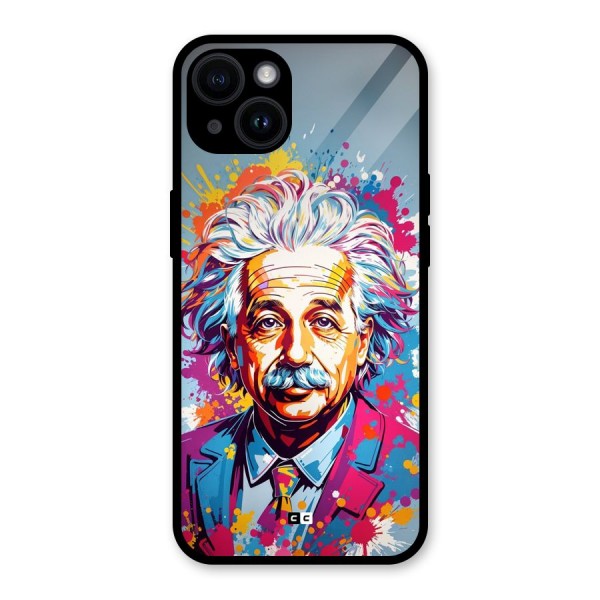 Einstein illustration Glass Back Case for iPhone 14