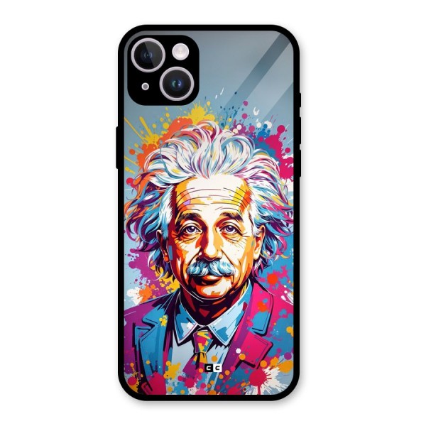 Einstein illustration Glass Back Case for iPhone 14 Plus