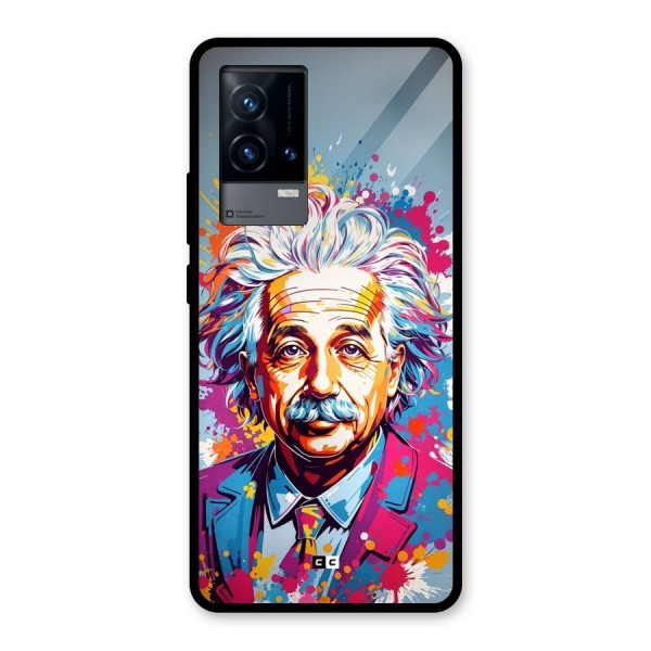 Einstein illustration Glass Back Case for iQOO 9 5G