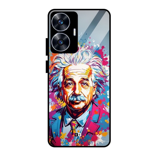 Einstein illustration Glass Back Case for realme C55