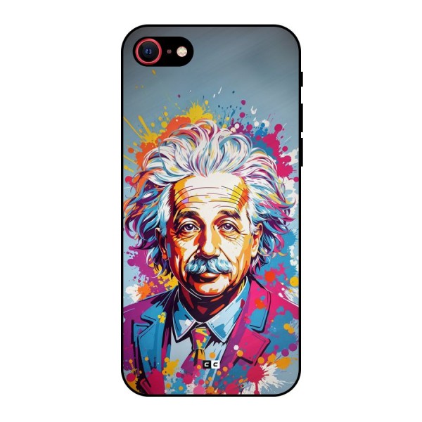 Einstein illustration Metal Back Case for iPhone 8