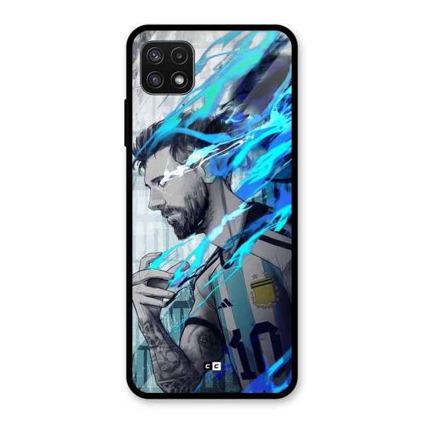 Electrifying Soccer Star Glass Back Case for Galaxy A22 5G