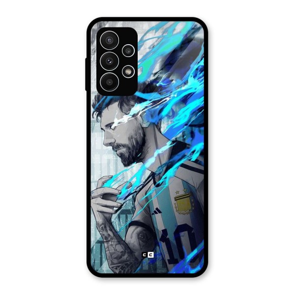 Electrifying Soccer Star Glass Back Case for Galaxy A23