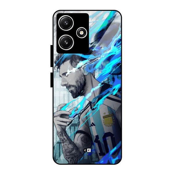 Electrifying Soccer Star Glass Back Case for Poco M6 Pro