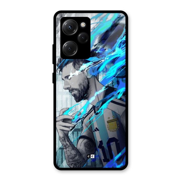 Electrifying Soccer Star Glass Back Case for Poco X5 Pro