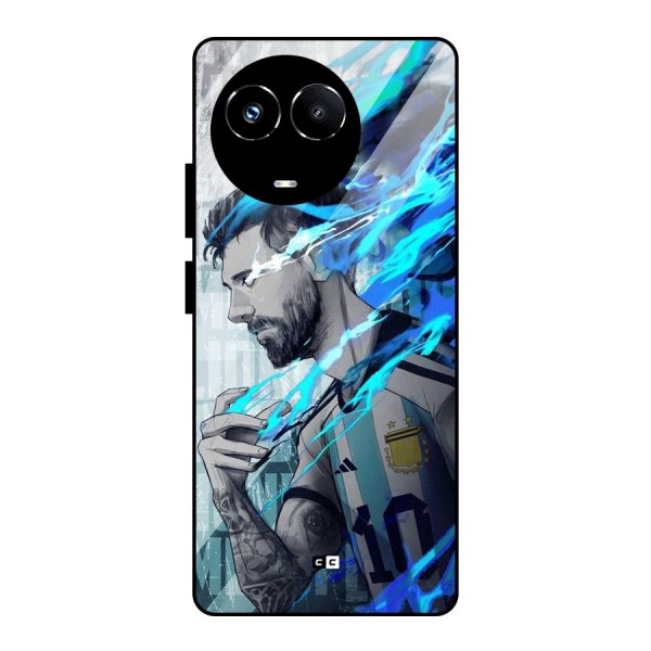 Electrifying Soccer Star Glass Back Case for Realme 11X