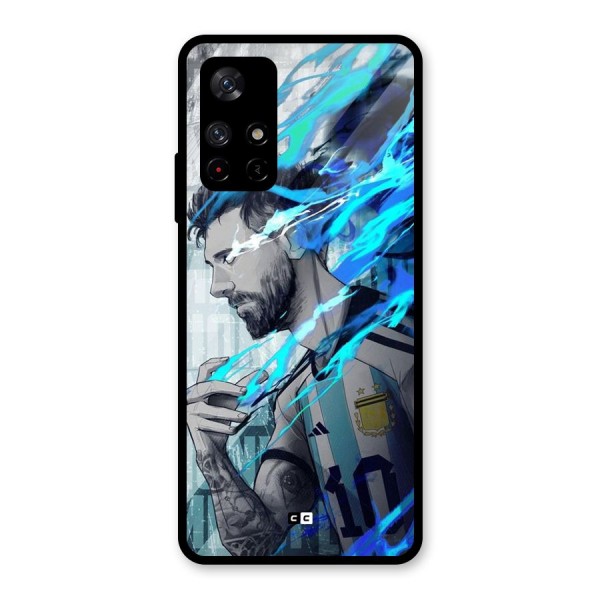 Electrifying Soccer Star Glass Back Case for Redmi Note 11T 5G