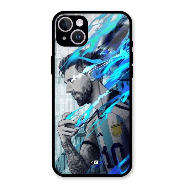 Electrifying Soccer Star Glass Back Case for iPhone 14 Plus