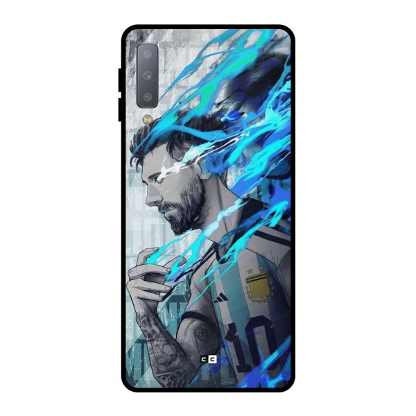 Electrifying Soccer Star Metal Back Case for Galaxy A7 (2018)