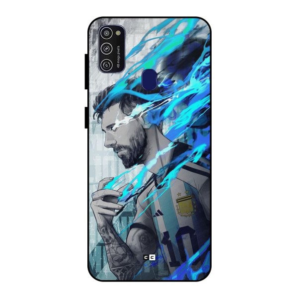 Electrifying Soccer Star Metal Back Case for Galaxy M21