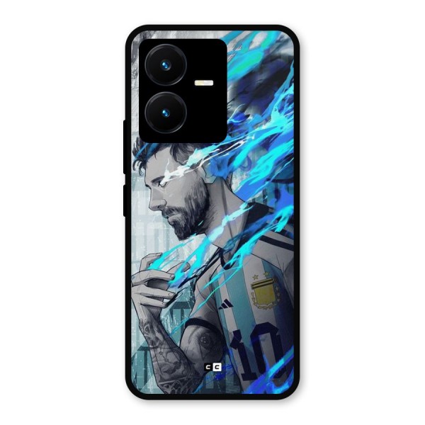 Electrifying Soccer Star Metal Back Case for Vivo Y22s