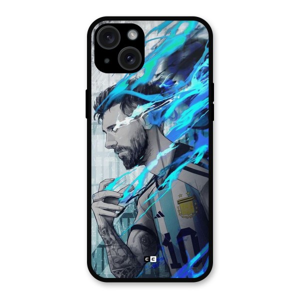 Electrifying Soccer Star Metal Back Case for iPhone 15 Plus