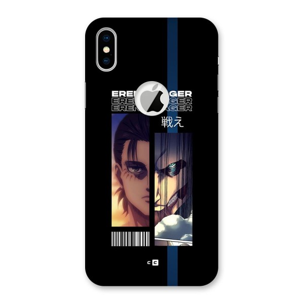 Eren Yeager Angry Back Case for iPhone X Logo Cut