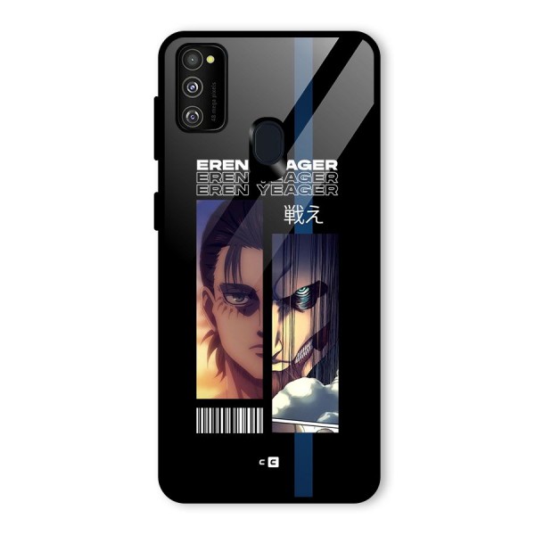 Eren Yeager Angry Glass Back Case for Galaxy M21