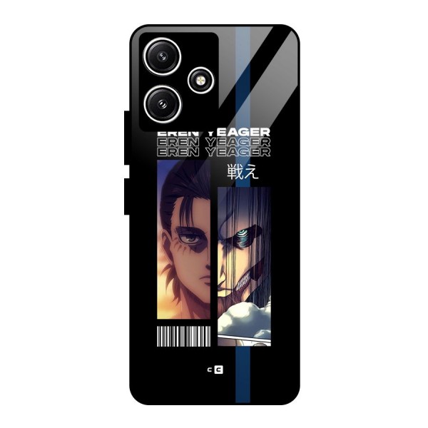 Eren Yeager Angry Glass Back Case for Poco M6 Pro