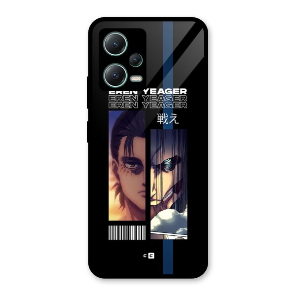 Eren Yeager Angry Glass Back Case for Poco X5