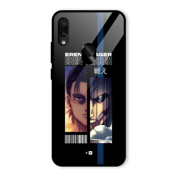 Eren Yeager Angry Glass Back Case for Redmi Note 7S
