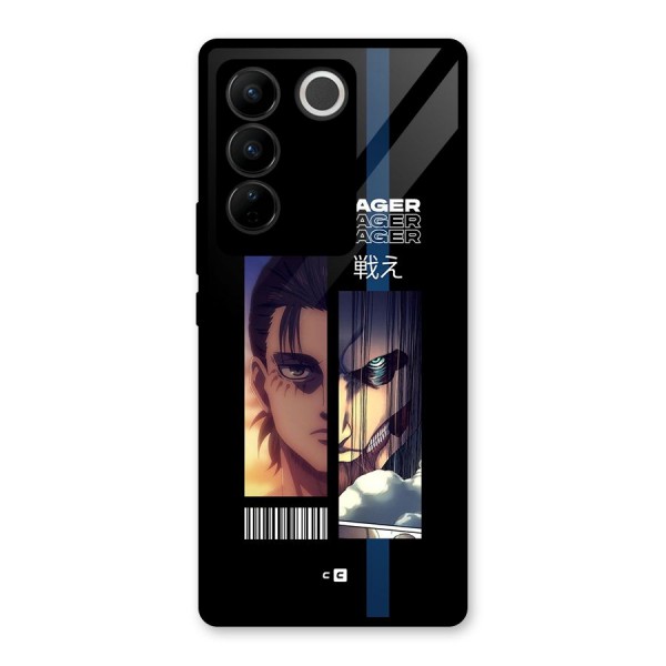 Eren Yeager Angry Glass Back Case for Vivo V27 Pro