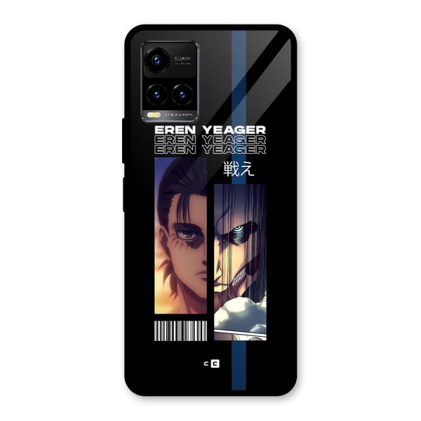 Eren Yeager Angry Glass Back Case for Vivo Y21 2021