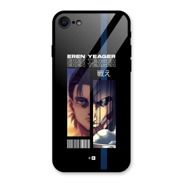 Eren Yeager Angry Glass Back Case for iPhone 8