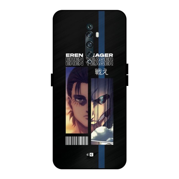 Eren Yeager Angry Metal Back Case for Oppo Reno2 F