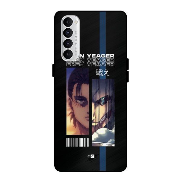 Eren Yeager Angry Metal Back Case for Oppo Reno4 Pro