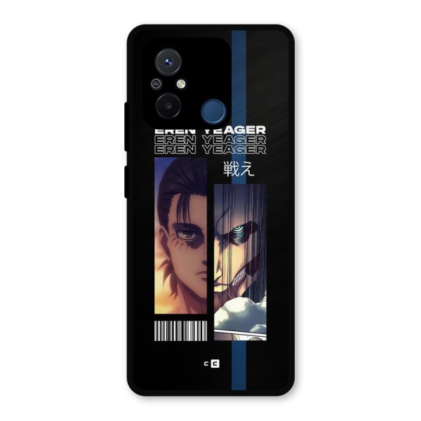 Eren Yeager Angry Metal Back Case for Poco C55