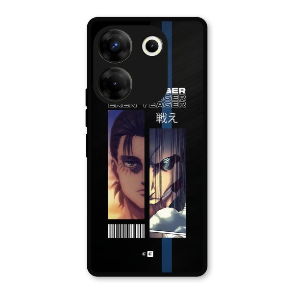 Eren Yeager Angry Metal Back Case for Tecno Camon 20