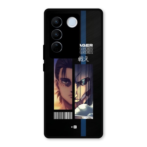 Eren Yeager Angry Metal Back Case for Vivo V27 Pro