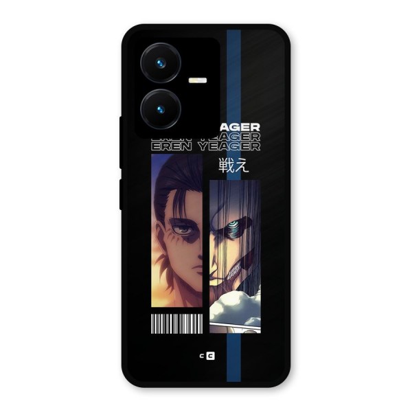 Eren Yeager Angry Metal Back Case for Vivo Y22s