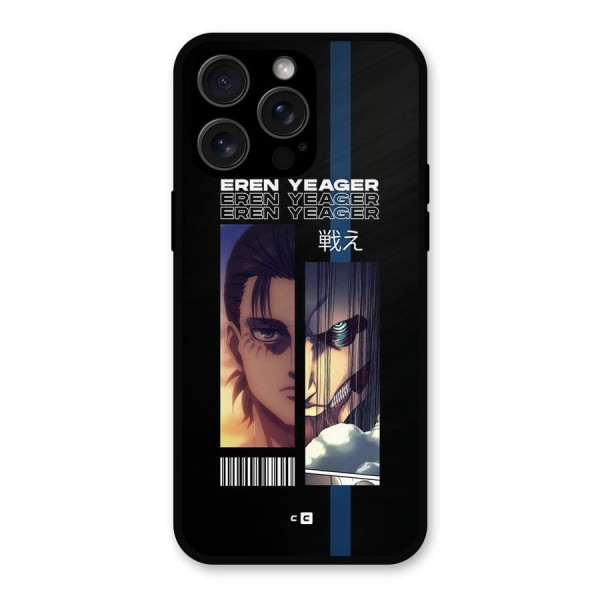 Eren Yeager Angry Metal Back Case for iPhone 15 Pro Max