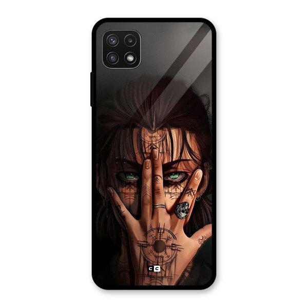 Eren Yeager Illustration Glass Back Case for Galaxy A22 5G