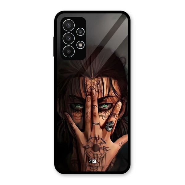 Eren Yeager Illustration Glass Back Case for Galaxy A23