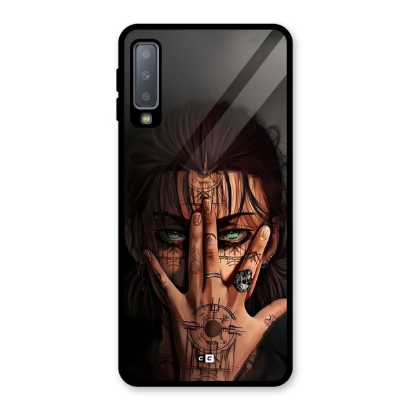 Eren Yeager Illustration Glass Back Case for Galaxy A7 (2018)