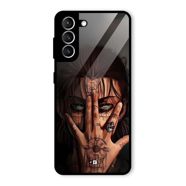 Eren Yeager Illustration Glass Back Case for Galaxy S21 5G