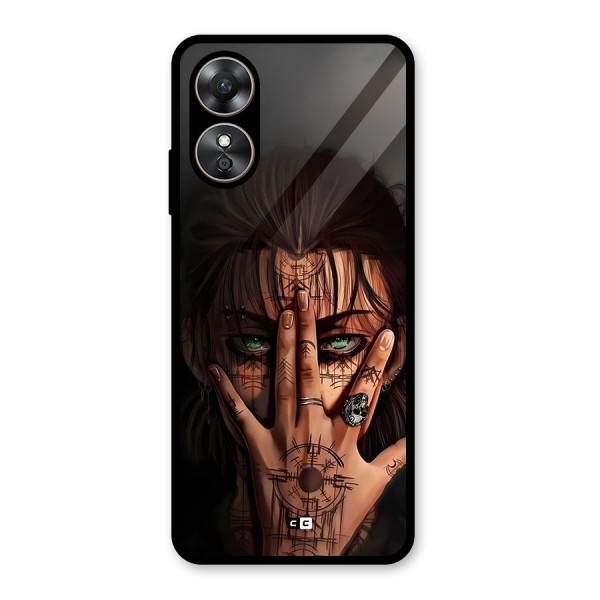 Eren Yeager Illustration Glass Back Case for Oppo A17