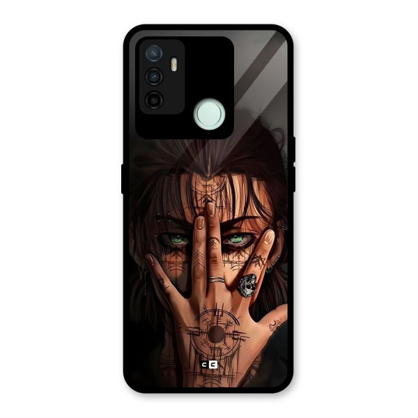 Eren Yeager Illustration Glass Back Case for Oppo A53